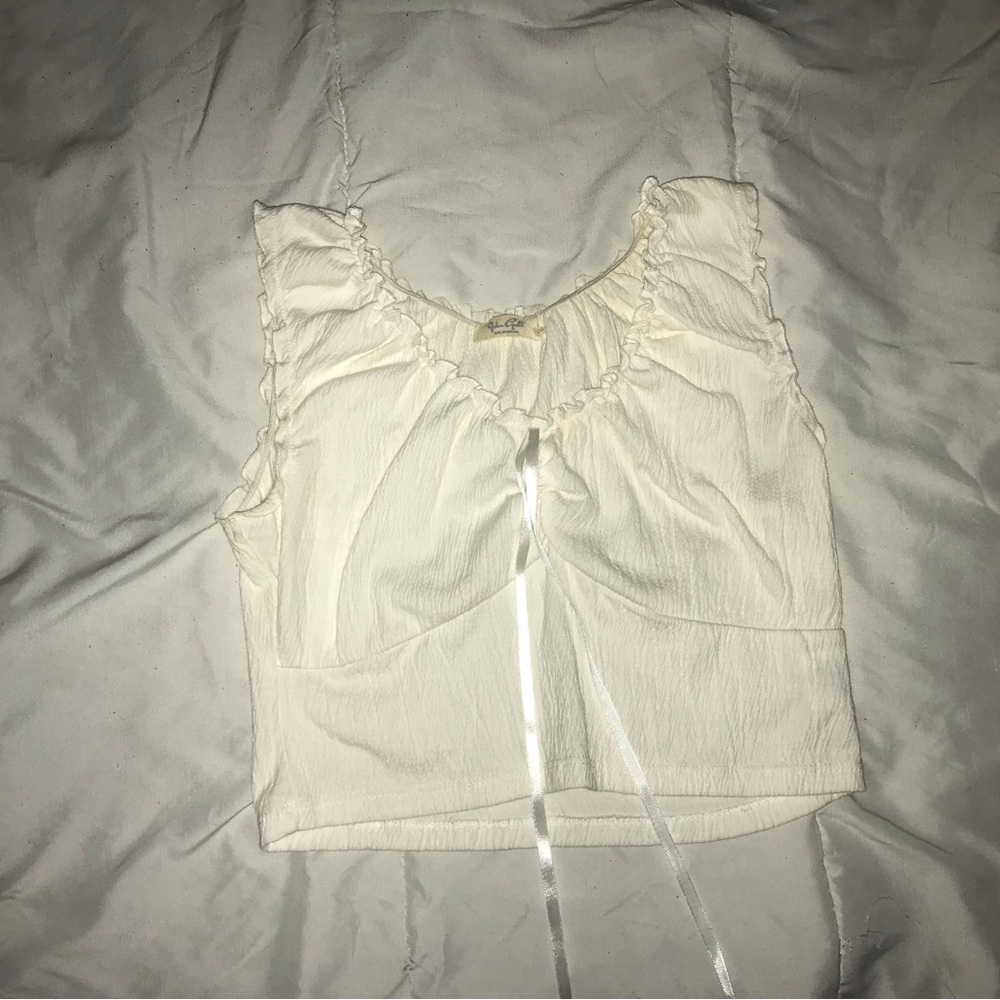 Brandy Melville Cream Ruffled Top